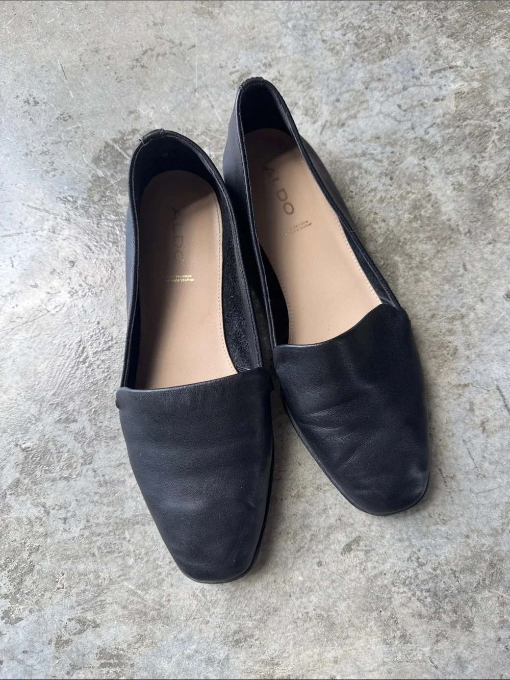 Aldo Black Leather Slip-On Loafers